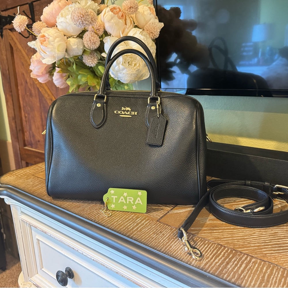 Coach Black Leather Large Rowan Bag